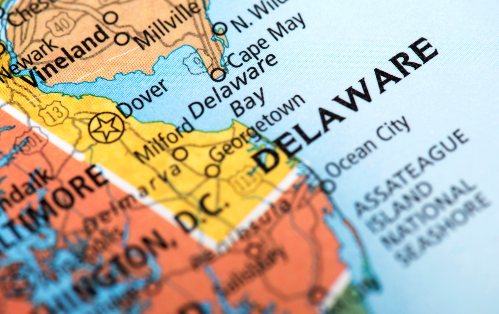 A map of the US State of Delaware